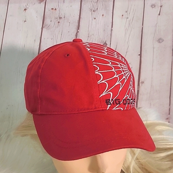 Vintage 90s Y2K Big Dogs Spider-Man Web Red Embroidered Adjustable Hat Cap - Picture 5 of 16